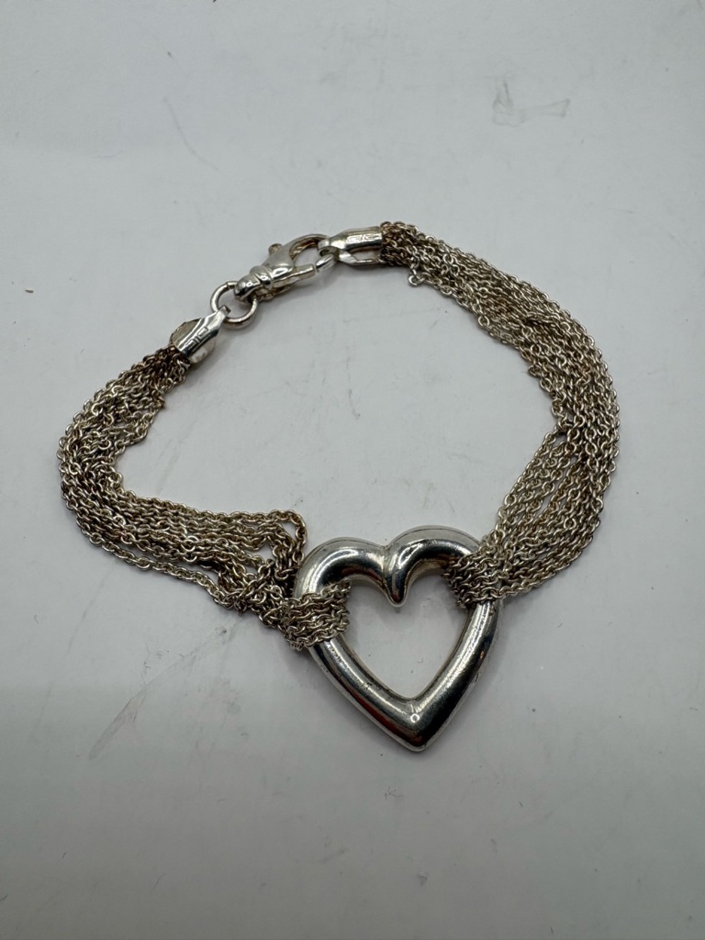 Silver Heart Multi-Chain Bracelet - 7 inch length